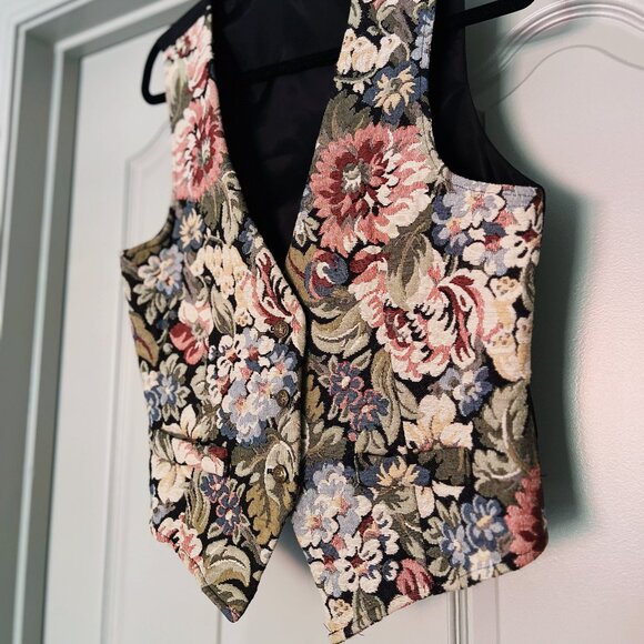 Vintage Floral Fairycore/ Cottagecore Tapestry Vest - Picture 1 of 4